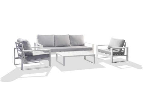 Riviera White Outdoor Lounge Set 3+1+1 With Coffee Table 4
