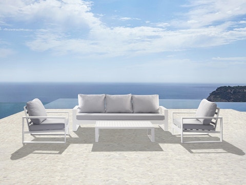 Riviera White Outdoor Lounge Set 3+1+1 With Coffee Table 1