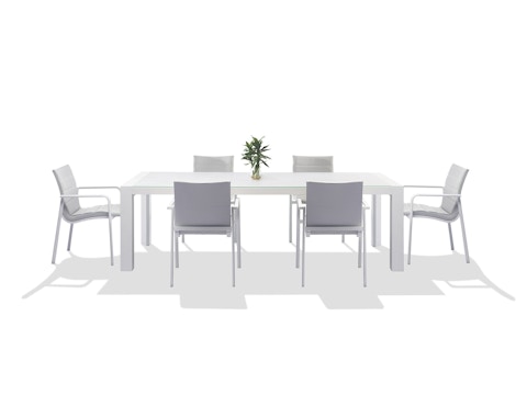 Santa Monica White 7-piece Outdoor Dining Set With Santa Monica White Chairs 3