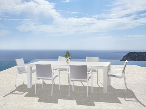 Santa Monica White 7-piece Outdoor Dining Set With Santa Monica White Chairs 2