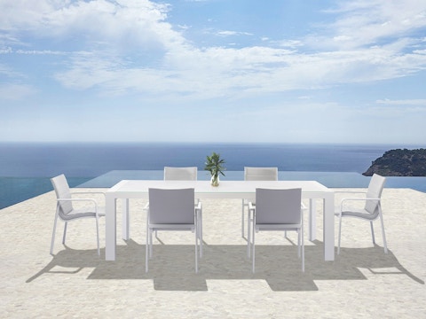 Santa Monica White 7-piece Outdoor Dining Set With Santa Monica White Chairs 1