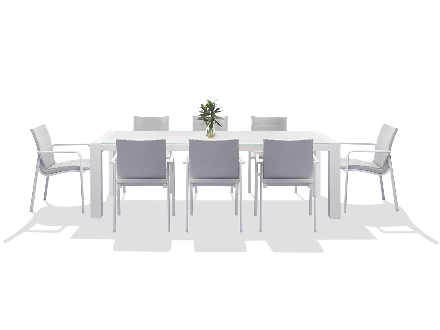 Santa Monica White 9-piece Outdoor Dining Set With Santa Monica White Chairs 2