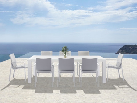 Santa Monica White 9-piece Outdoor Dining Set With Santa Monica White Chairs 1