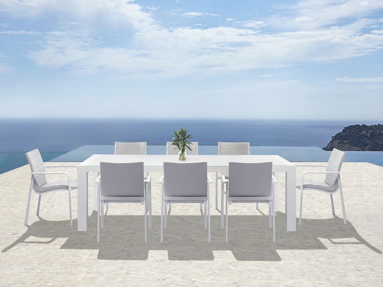 Santa Monica White 9-Piece Outdoor Dining Set With Santa Monica White Chairs