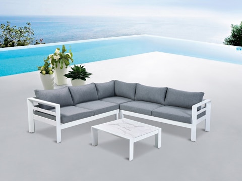 Springfield White Outdoor Corner Lounge With Coffee Table 6