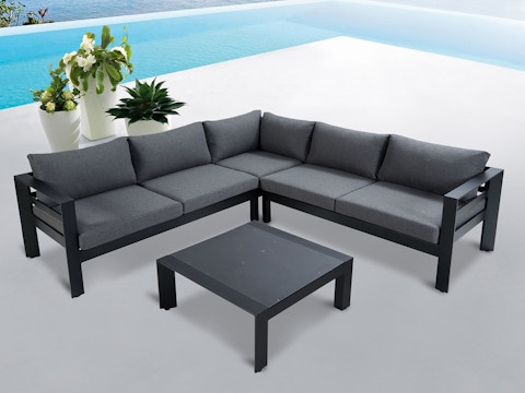 Springfield Black Outdoor Corner Lounge With Coffee Table 2