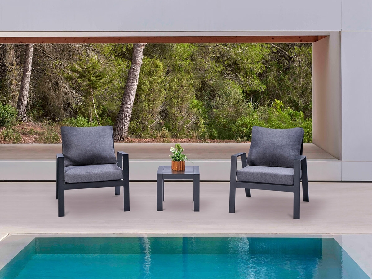 Selby Black Outdoor Lounge Set 1+1 With Coffee Table 2