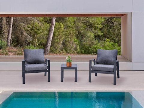 Selby Black Outdoor Lounge Set 1+1 With Coffee Table 1