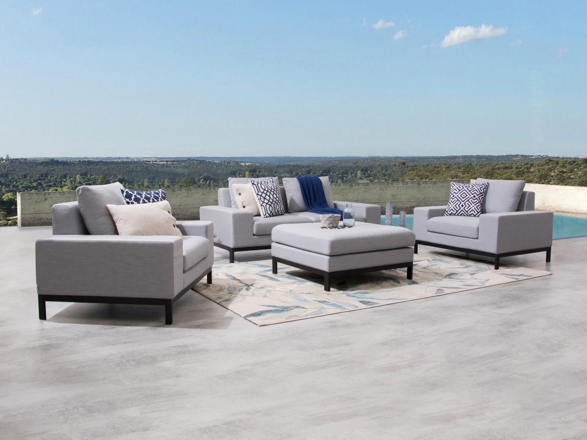 Jervis Outdoor Fabric Sofa Suite 2 + 1 + 1 With Ottoman 2