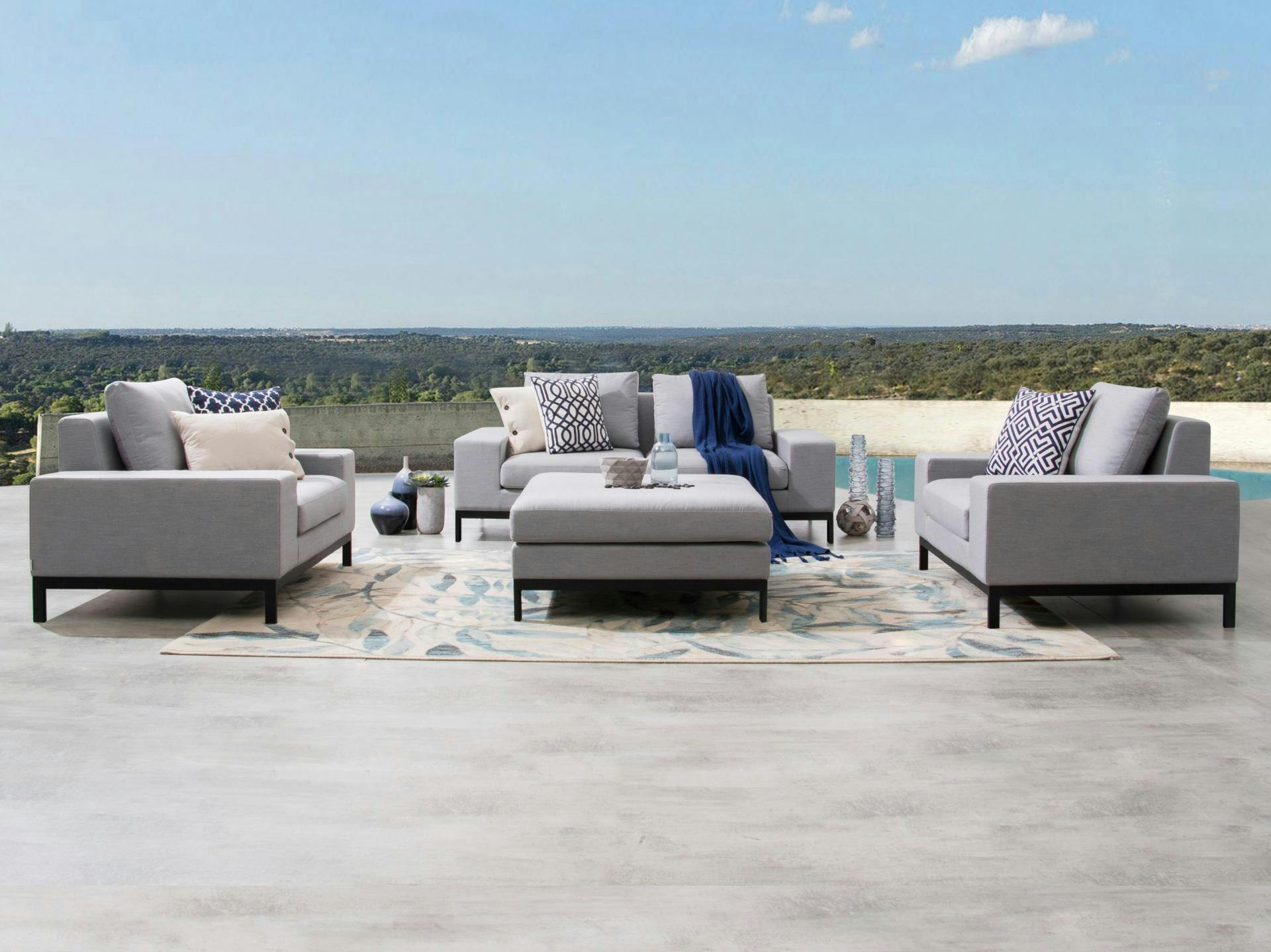 Jervis Outdoor Fabric Sofa Suite 2 + 1 + 1 With Ottoman
