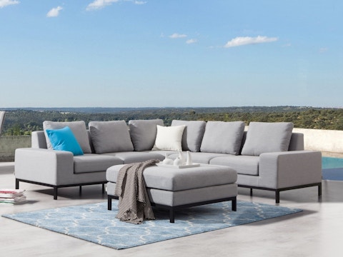 Jervis Outdoor Fabric Corner Lounge With Ottoman 1