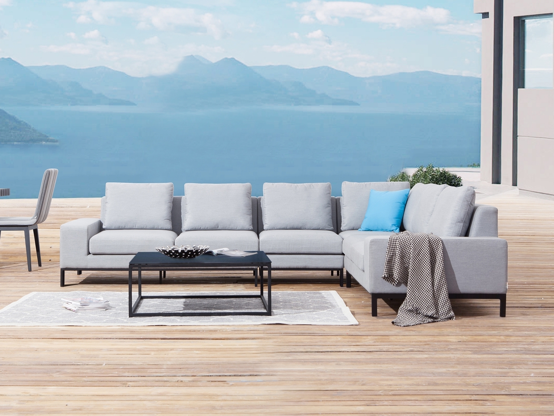 Jervis Outdoor Fabric L Shaped Lounge With Coffee Table 3