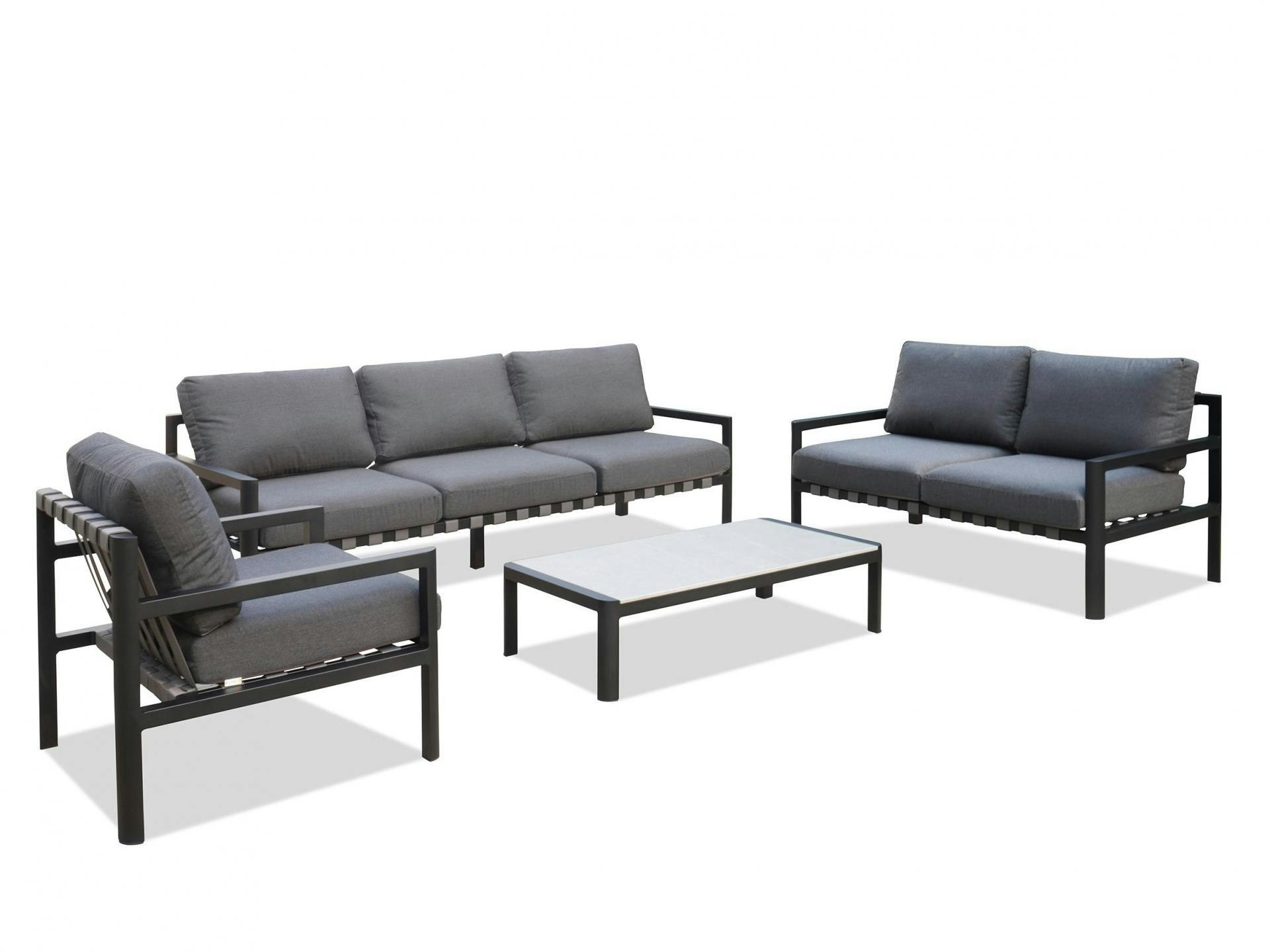 Manly Black Outdoor Sofa Suite 3 + 2 + 1 With Coffee Table | Lavita Outdoor