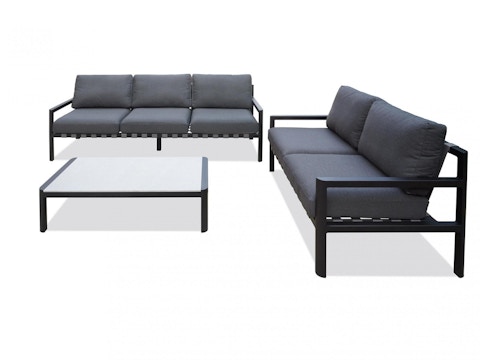 Manly Black Outdoor Sofa Suite 3 + 2 With Coffee Table 3