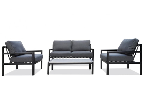 Manly Black Outdoor Sofa Suite 2 + 1 + 1 With Coffee Table 7