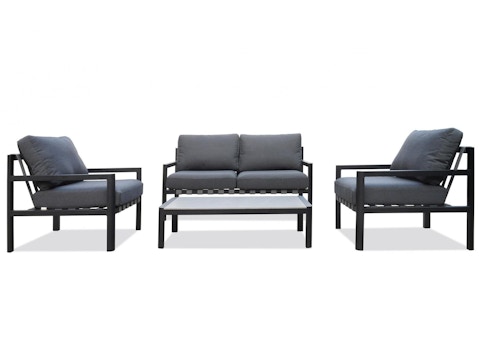 Manly Black Outdoor Sofa Suite 2 + 1 + 1 With Coffee Table 7