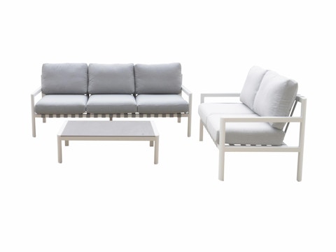 Manly White Outdoor Sofa Suite 3 + 2 With Coffee Table 5