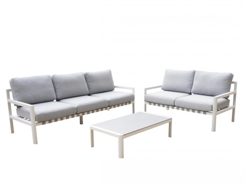 Manly White Outdoor Sofa Suite 3 + 2 With Coffee Table 6