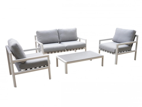 Manly White Outdoor Sofa Suite 2 + 1 + 1 With Coffee Table 2