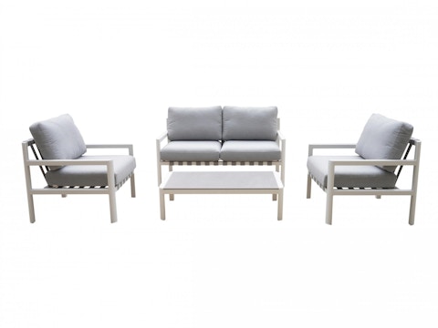 Manly White Outdoor Sofa Suite 2 + 1 + 1 With Coffee Table 1