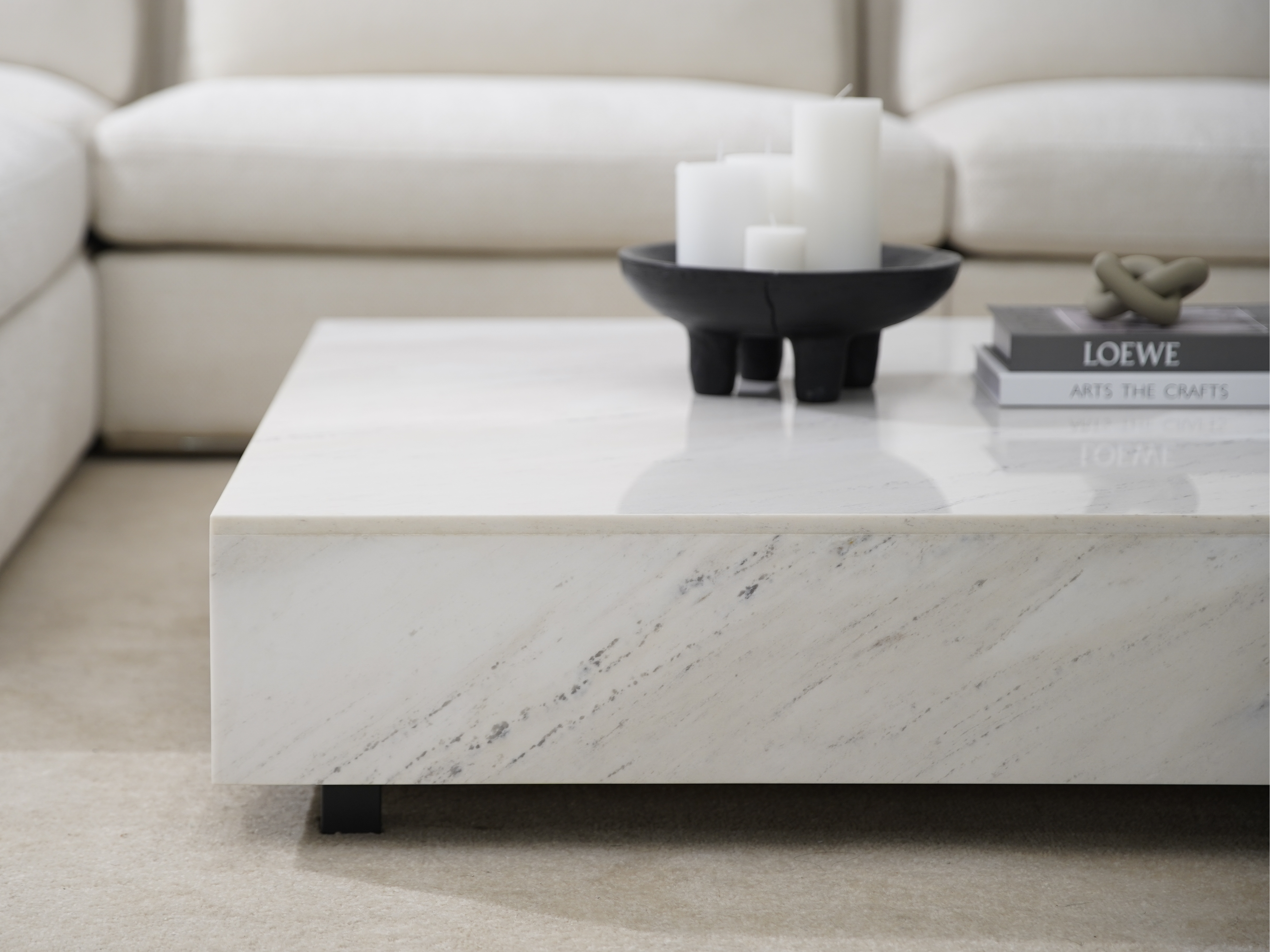 Artisan White Carrara Marble Coffee Table 7