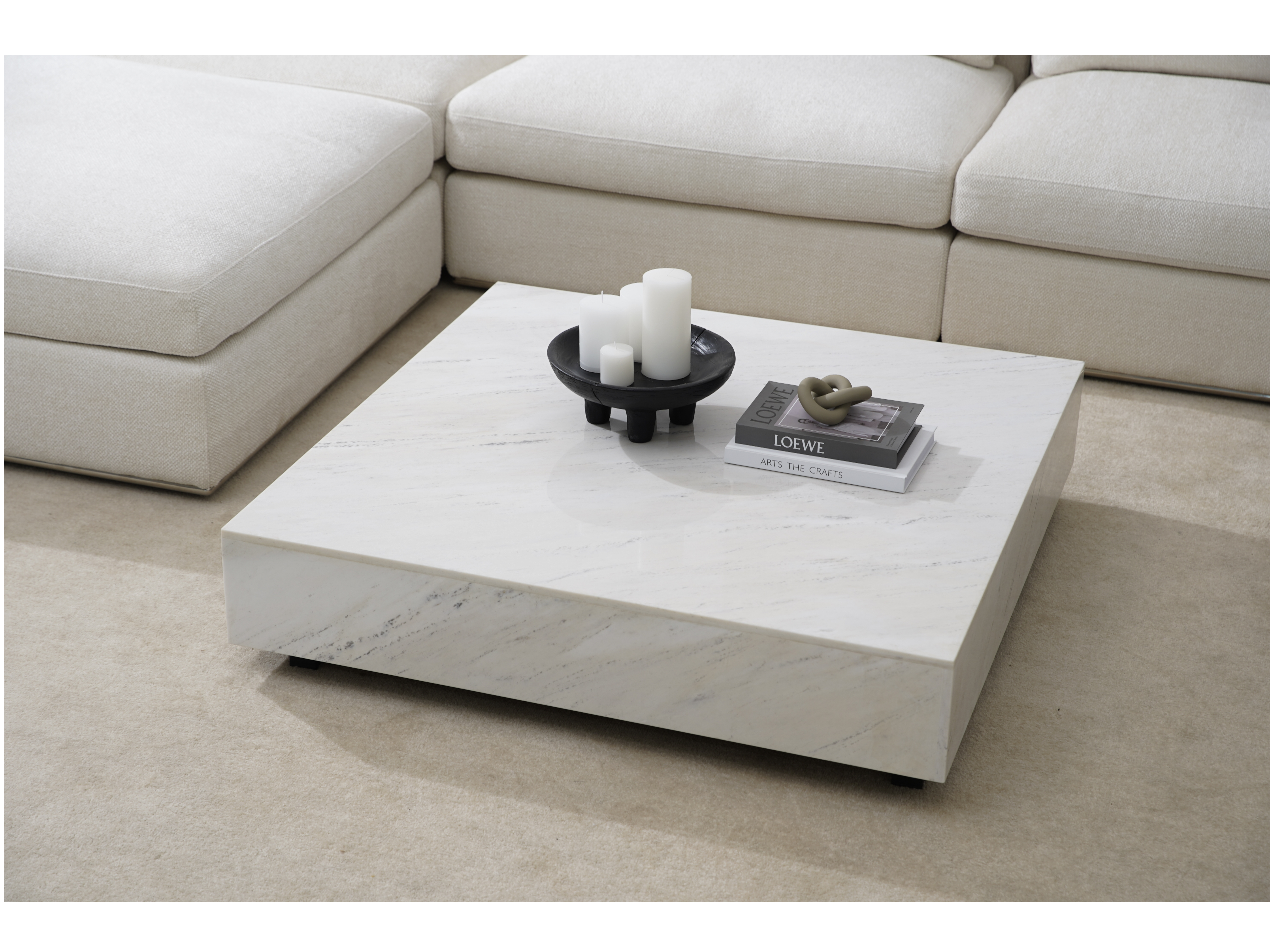 Artisan White Carrara Marble Coffee Table 3
