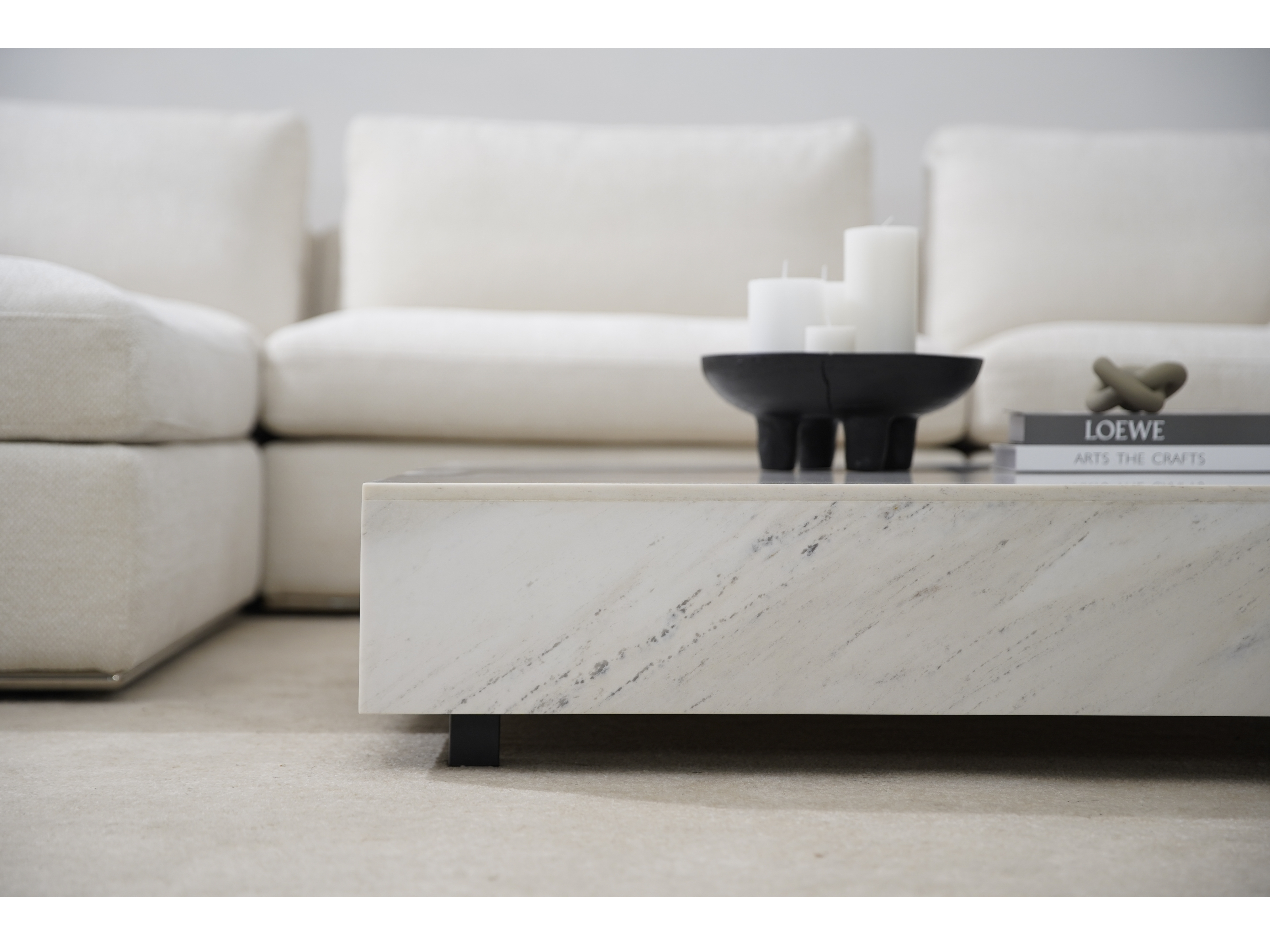 Artisan White Carrara Marble Coffee Table 6