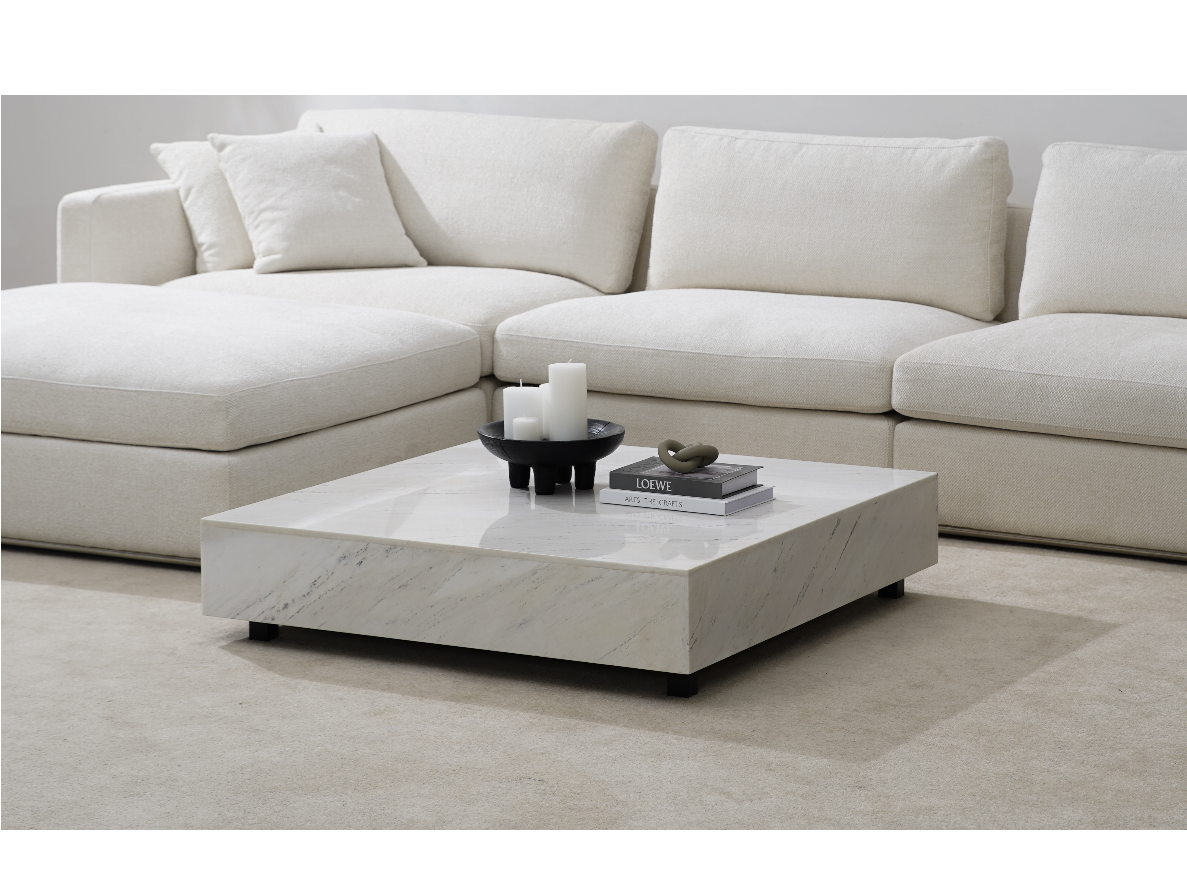 Artisan White Carrara Marble Coffee Table 2