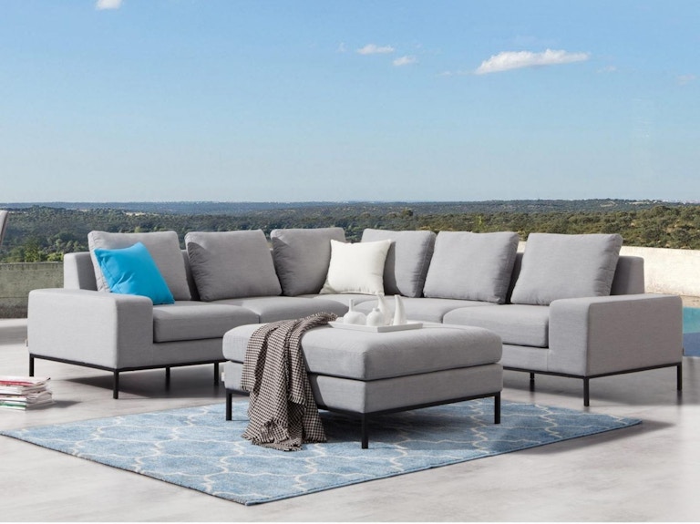 June Outdoor Fabric Corner Lounge With Ottoman