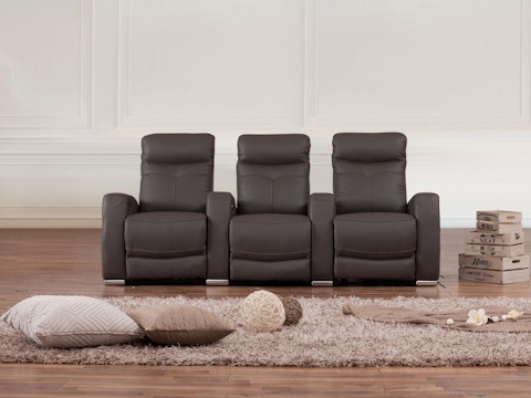 Regent Leather 3 Seater Home Theatre Recliner Lounge 2