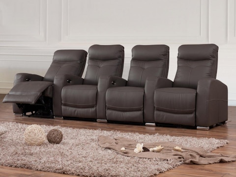 Regent Leather 4 Seater Home Theatre Recliner Lounge 1