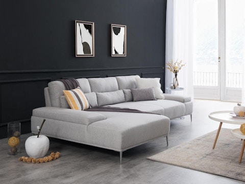 Karina Motion Sofa Fabric Chaise Lounge Gray 8
