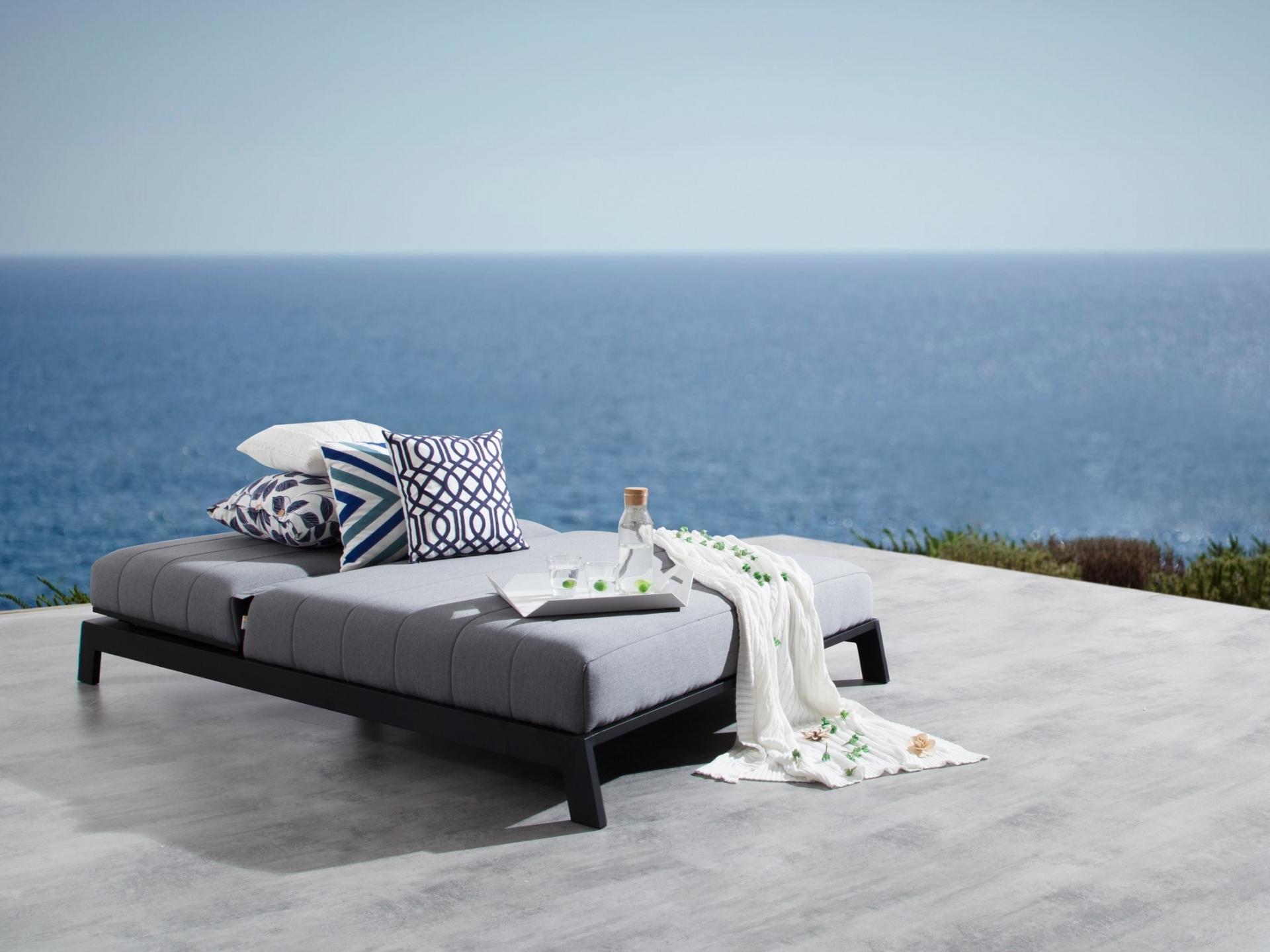 New Noosa Black Outdoor Fabric Double Sun Lounge 17