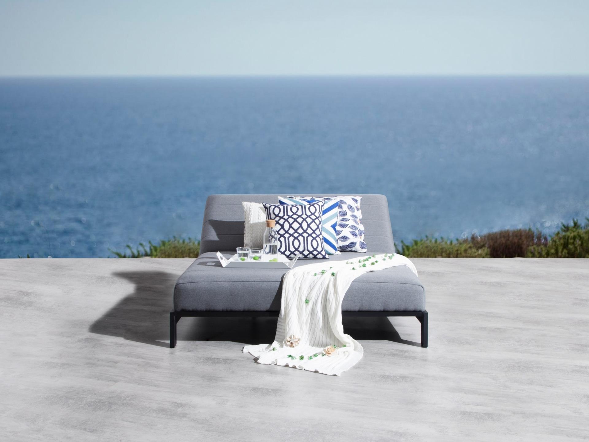 New Noosa Black Outdoor Fabric Double Sun Lounge 19