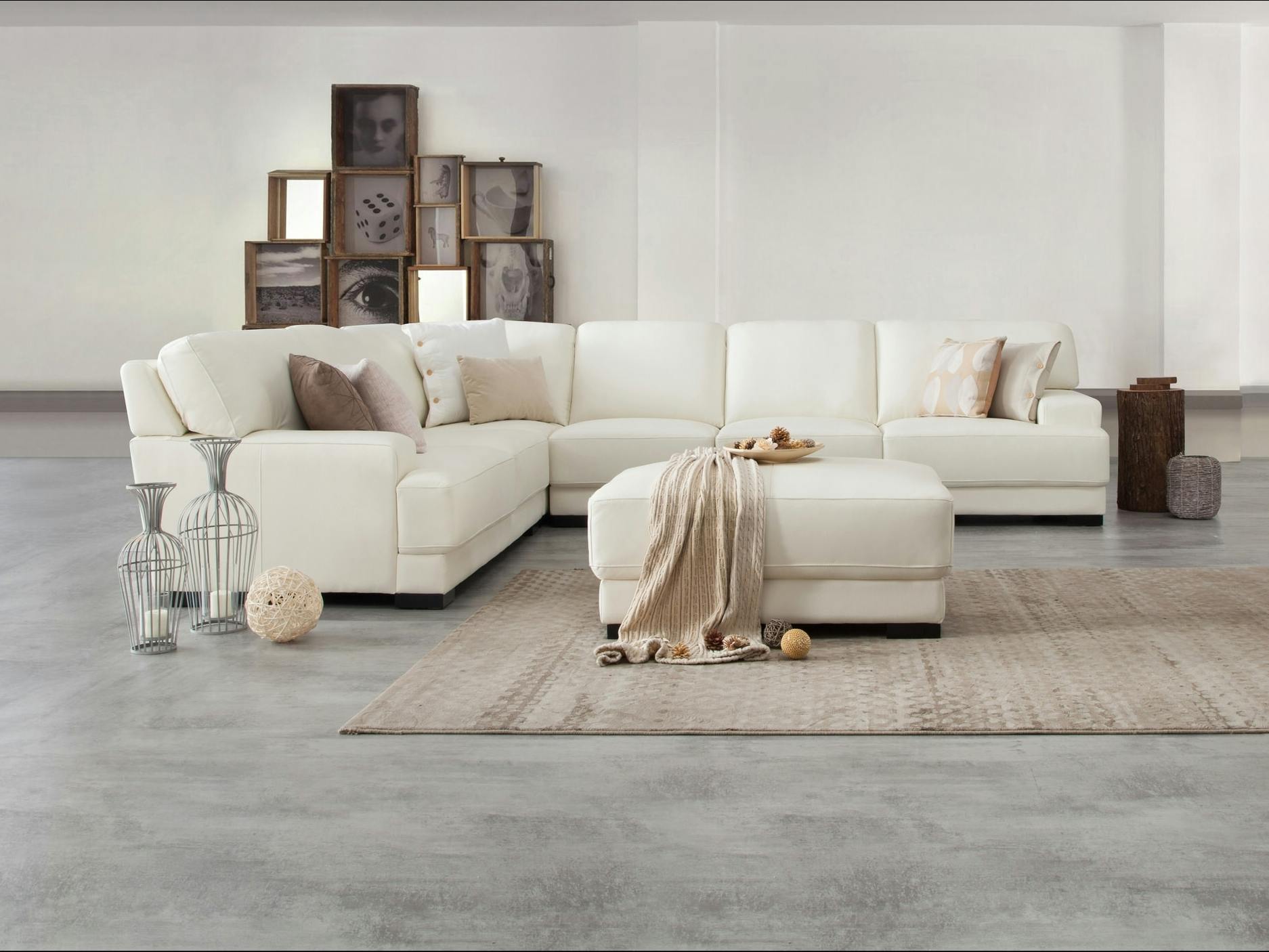 Volante Leather Corner Lounge Option D
