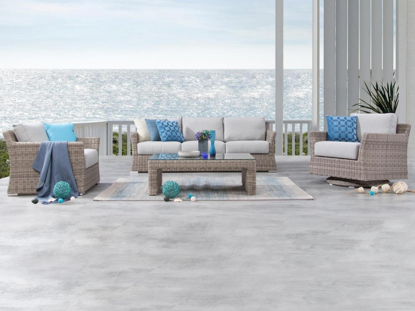 Savannah Outdoor Wicker Sofa Suite 3 + 1 + Rocker + Coffee Table 2