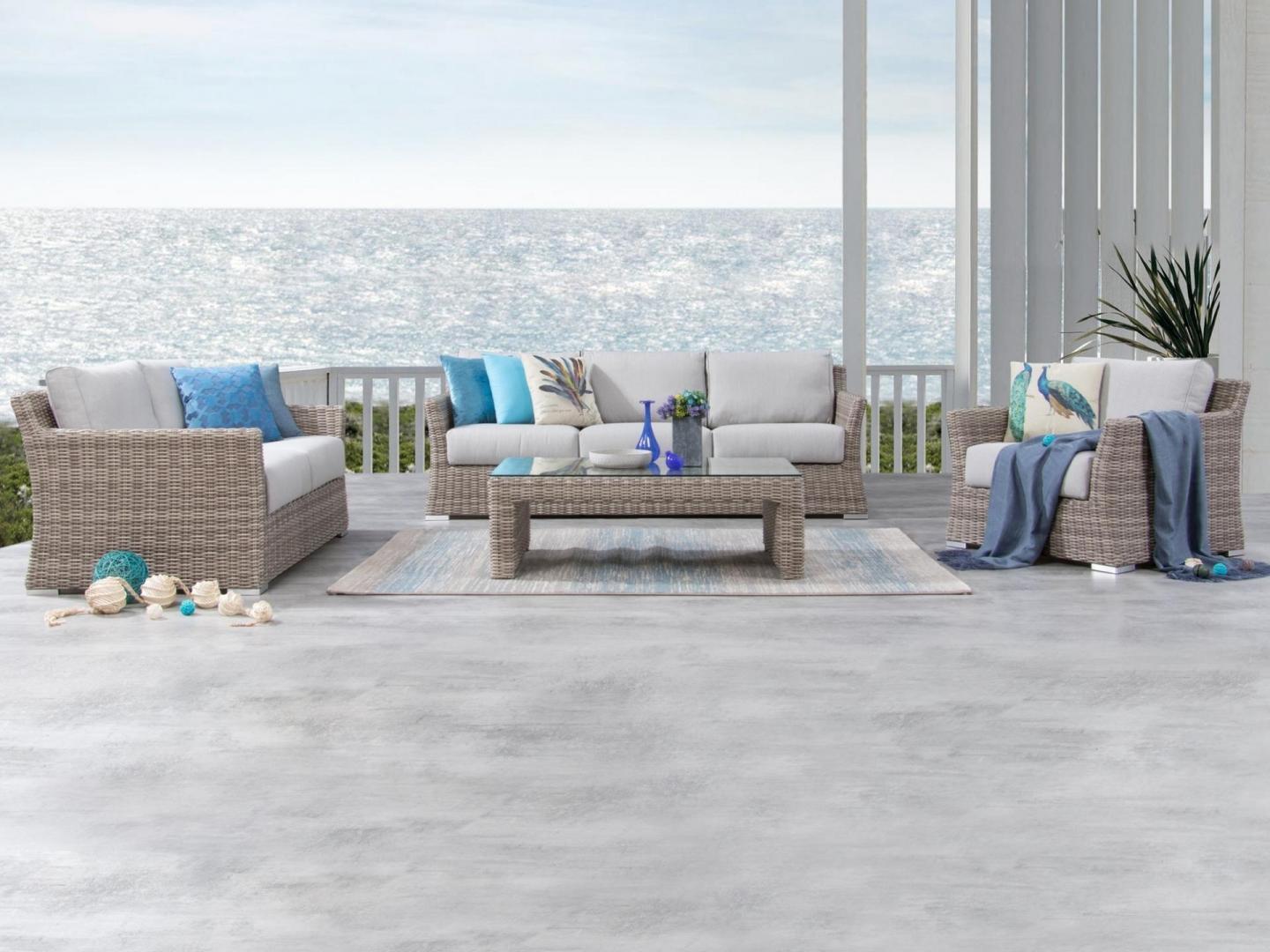 Savannah Outdoor Wicker Sofa Suite 3 + 2 + 1 + Coffee Table 2