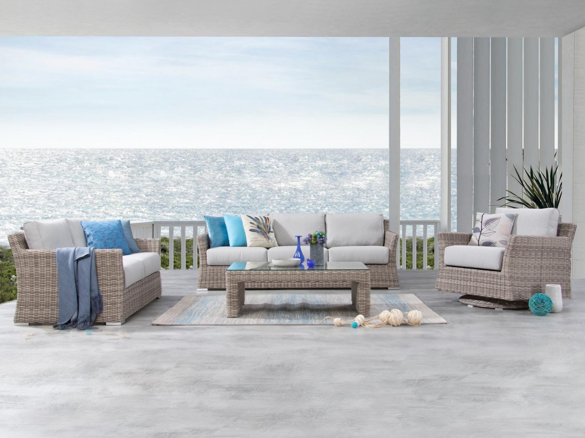 Savannah Outdoor Wicker Sofa Suite 3 + 2 + Rocker + Coffee Table 2