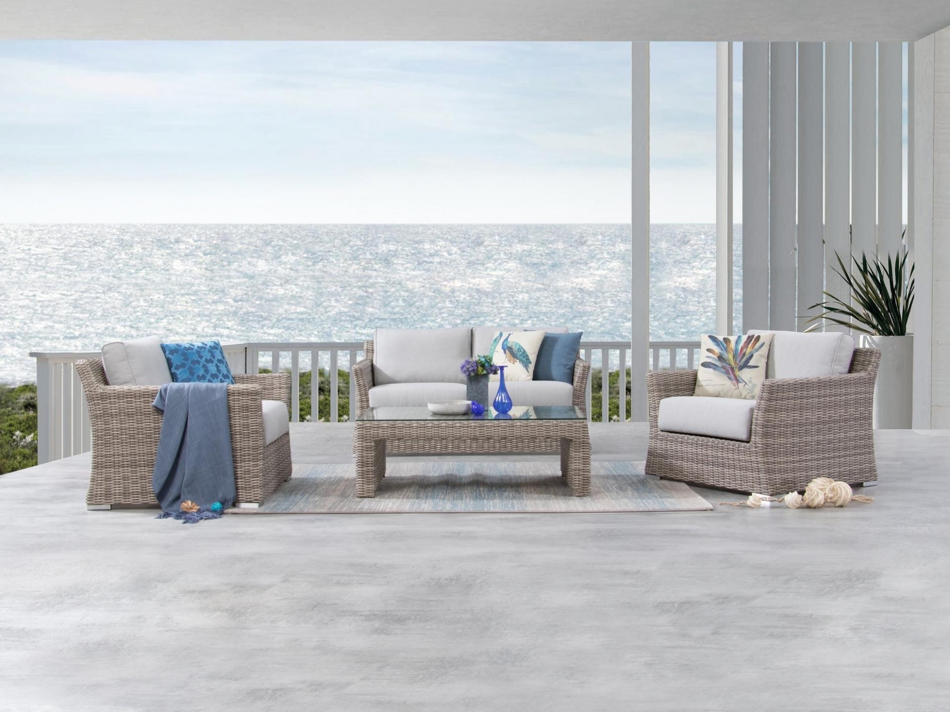 Savannah Outdoor Wicker Sofa Suite 2 + 1 + 1 + Coffee Table 2