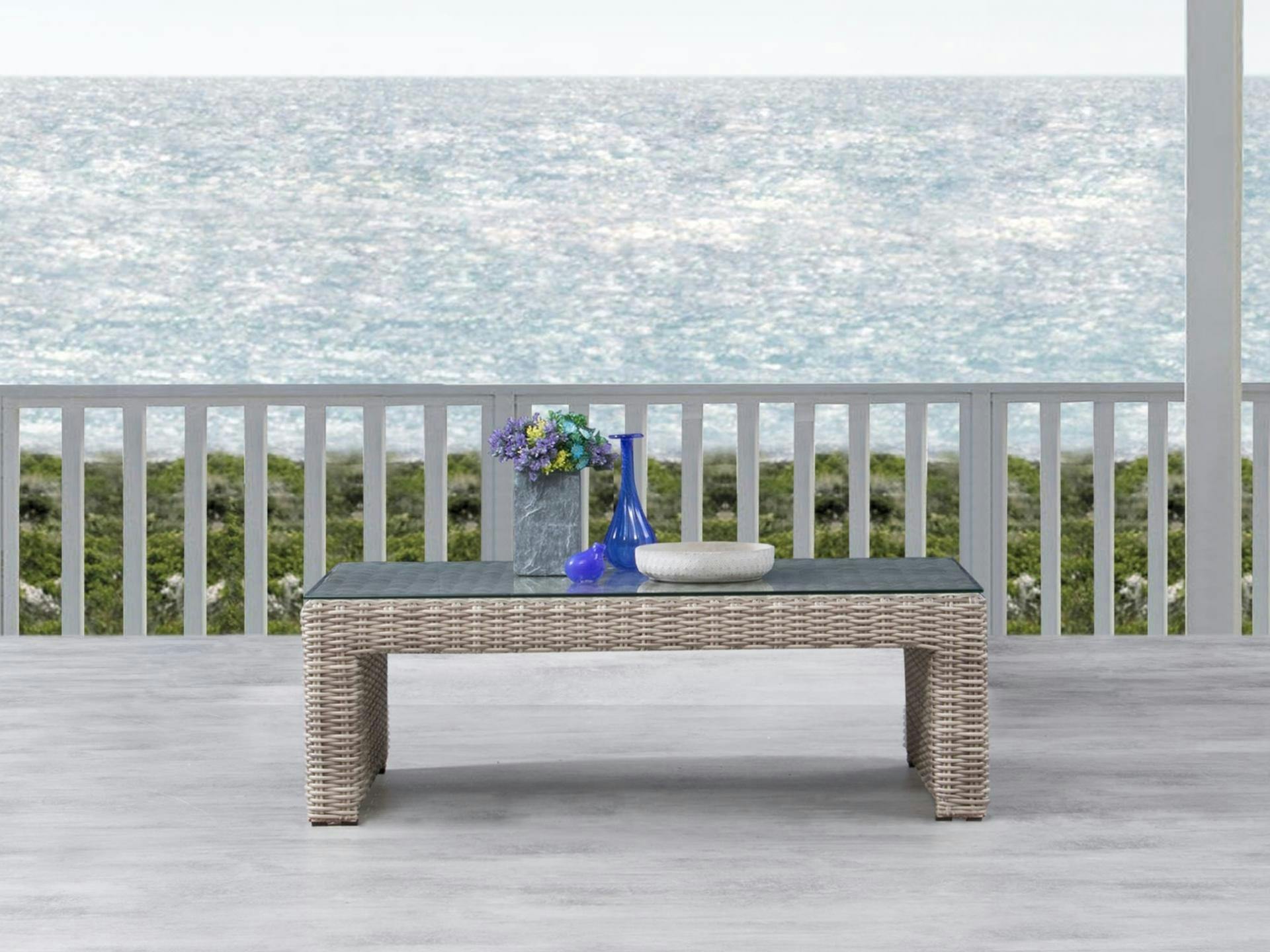 Savannah Outdoor Wicker Rectangular Coffee Table