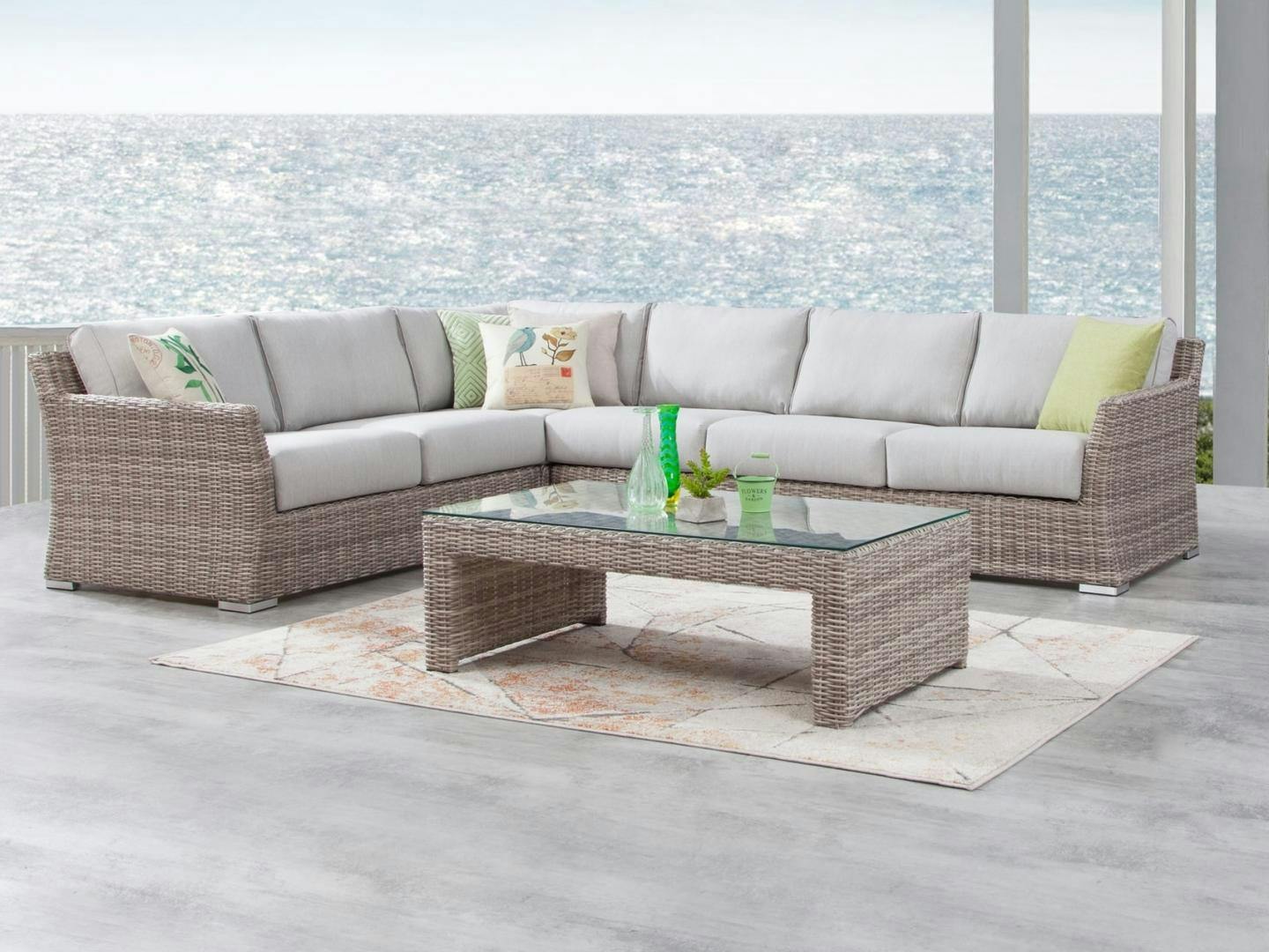 Savannah Outdoor Wicker L Shaped Lounge