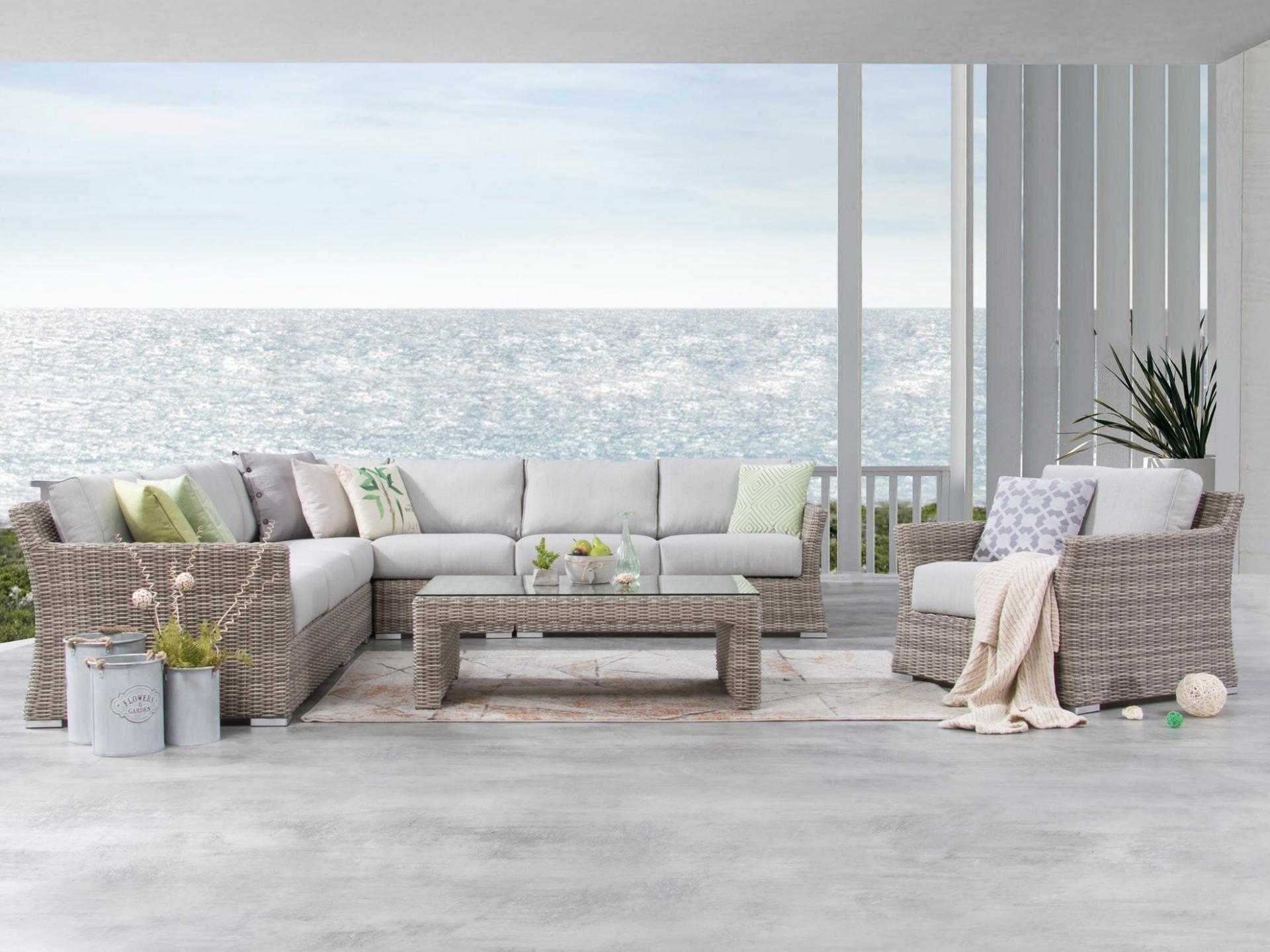 Savannah Outdoor Wicker Large Corner Lounge With Armchair 2