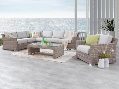 Savannah Outdoor Wicker L Shaped Lounge With Armchair 1
