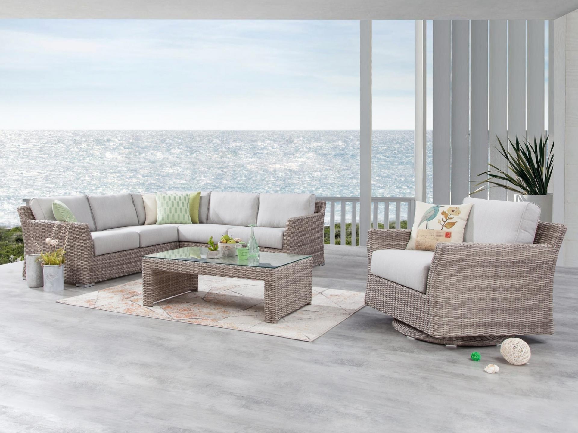 Savannah Outdoor Wicker Corner Lounge With Rocker Chair 2