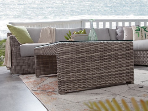 Savannah Outdoor Wicker L Shaped Lounge With Rocker Chair 6