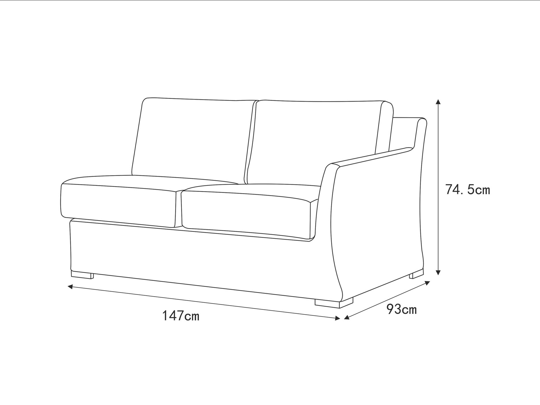 Savannah Outdoor Wicker Two Seat One Arm Module 5