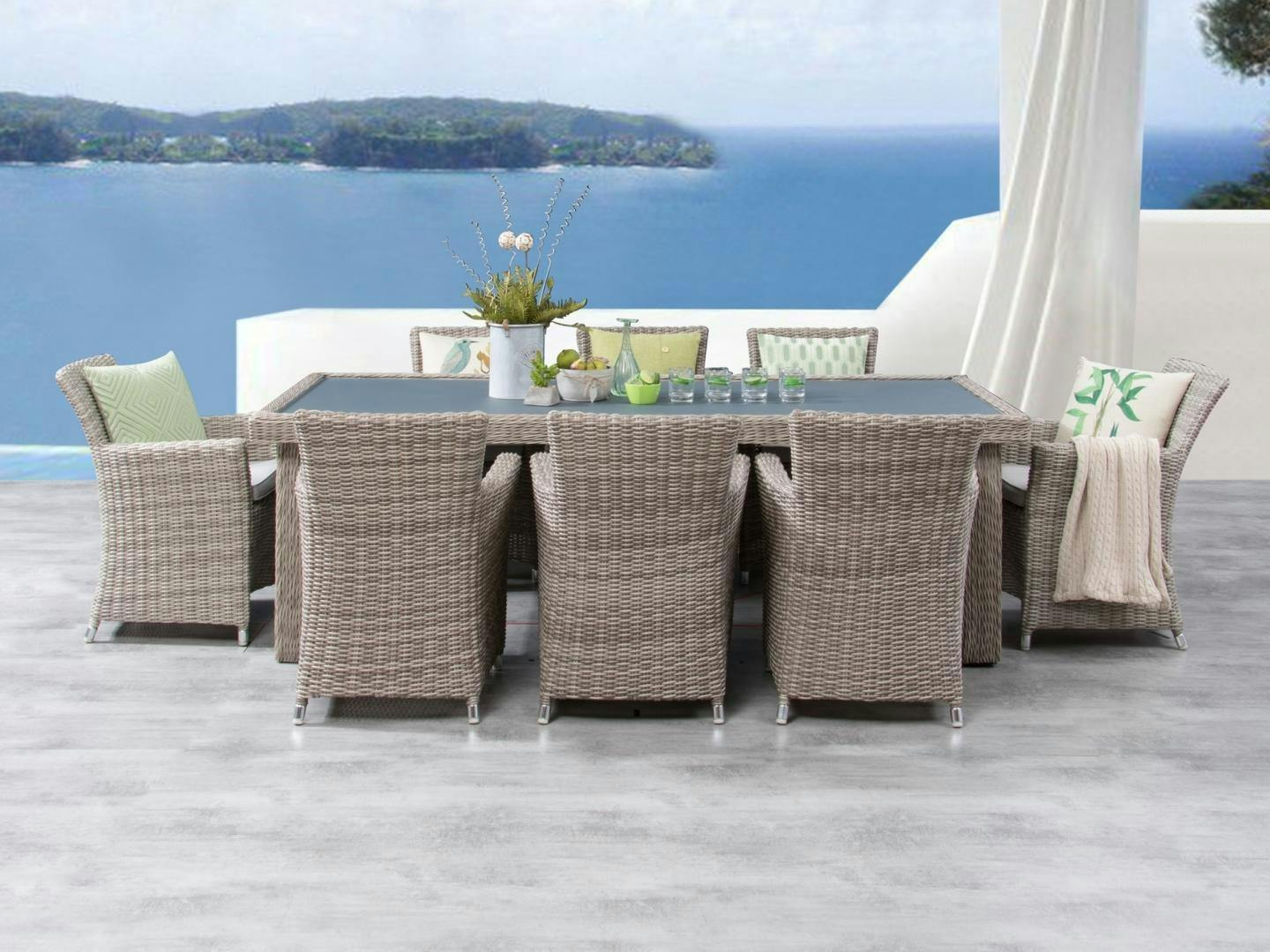 Savannah 9-piece Outdoor Wicker Dining Set