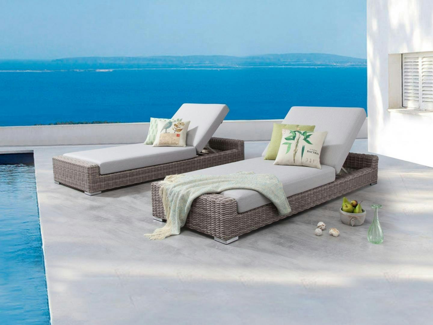 Savannah Outdoor Wicker Sun Lounge - Set Of Two