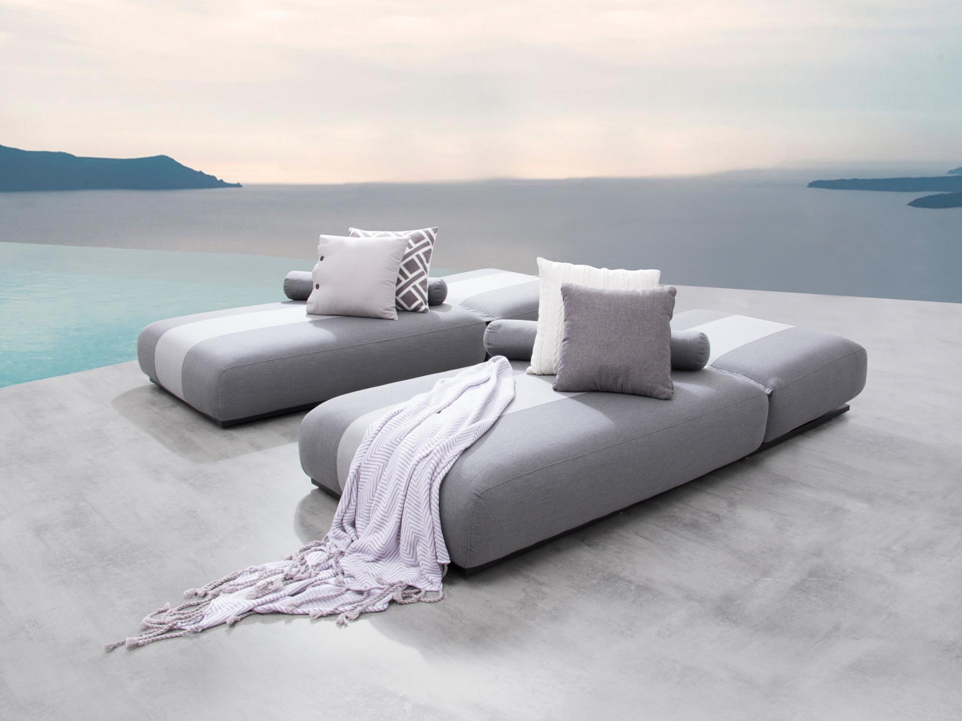 Joy Outdoor Fabric Sun Lounge Set With Side Tables 2