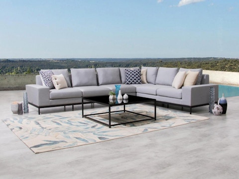 June Outdoor Fabric L Shaped Lounge With Coffee Table 2
